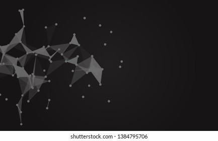 Abstract futuristic background with dots and lines. Vector illustration. Scientific and technological concept, molecular particles and atoms. Big data digital. Polygonal structure.