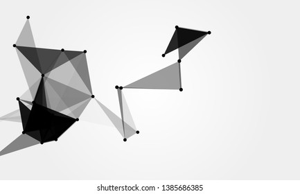 Abstract futuristic background with dots and lines. Vector illustration. Scientific and technological concept, molecular particles and atoms. Big data digital. Polygonal structure.
