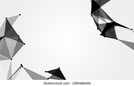 Abstract futuristic background with dots and lines. Vector illustration. Scientific and technological concept, molecular particles and atoms. Big data digital. Polygonal structure.
