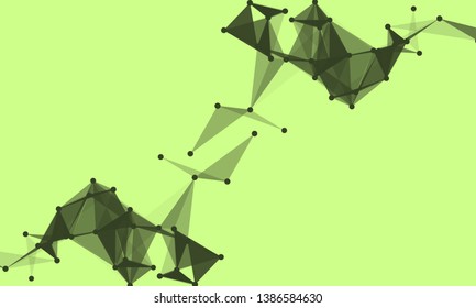 Abstract futuristic background with dots and lines. Vector illustration. Scientific and technological concept, molecular particles and atoms. Big data digital. Polygonal structure.