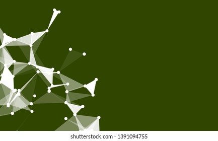 Abstract futuristic background with dots and lines. Vector illustration. Scientific and technological concept, molecular particles and atoms. Big data digital. Polygonal structure.