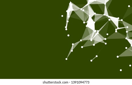 Abstract futuristic background with dots and lines. Vector illustration. Scientific and technological concept, molecular particles and atoms. Big data digital. Polygonal structure.