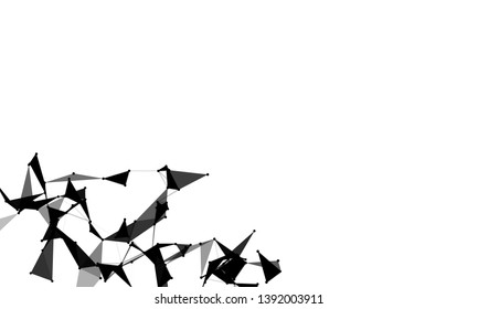 Abstract futuristic background with dots and lines. Vector illustration. Scientific and technological concept, molecular particles and atoms. Big data digital. Polygonal structure.