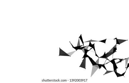 Abstract futuristic background with dots and lines. Vector illustration. Scientific and technological concept, molecular particles and atoms. Big data digital. Polygonal structure.
