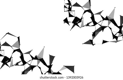 Abstract futuristic background with dots and lines. Vector illustration. Scientific and technological concept, molecular particles and atoms. Big data digital. Polygonal structure.