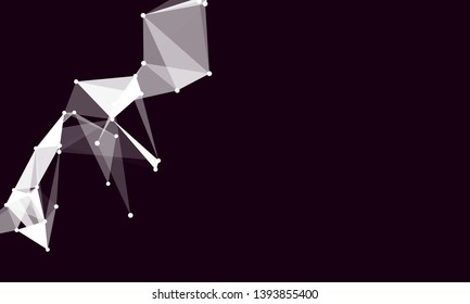 Abstract futuristic background with dots and lines. Vector illustration. Scientific and technological concept, molecular particles and atoms. Big data digital. Polygonal structure.