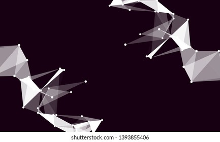 Abstract futuristic background with dots and lines. Vector illustration. Scientific and technological concept, molecular particles and atoms. Big data digital. Polygonal structure.