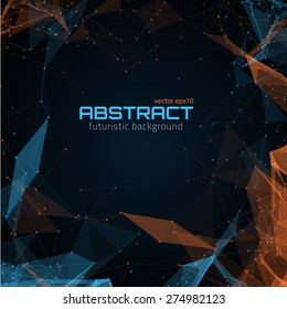 Abstract futuristic background with dots, lines and triangles. Vector illustration.