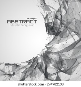 Abstract futuristic background with dots, lines and triangles. Vector illustration.