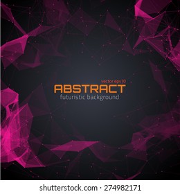 Abstract futuristic background with dots, lines and triangles. Vector illustration.