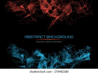 Abstract futuristic background with dots, lines and triangles. Vector illustration.