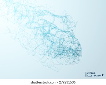 Abstract futuristic background with dots, lines and triangles. Vector illustration.