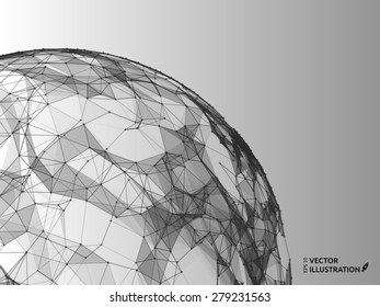 Resumen de fondo futurista con puntos, líneas y triángulos. Ilustración vectorial.