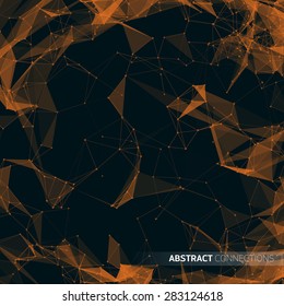 Abstract futuristic background with dots, lines and triangles. Vector illustration.