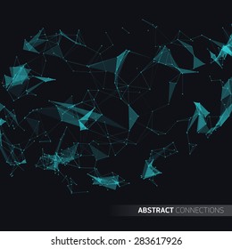 Abstract futuristic background with dots, lines and triangles. Vector illustration.