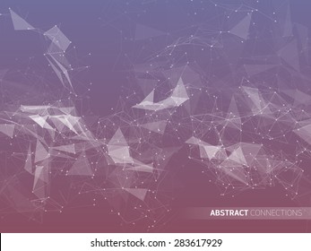 Abstract futuristic background with dots, lines and triangles. Vector illustration.