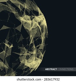 Abstract futuristic background with dots, lines and triangles. Vector illustration.
