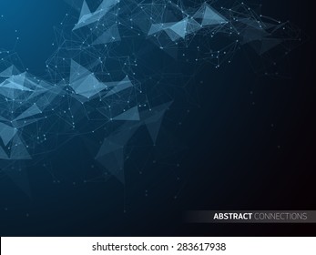 Abstract futuristic background with dots, lines and triangles. Vector illustration.
