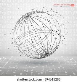 Abstract futuristic background with dots and lines. Vector illustration.