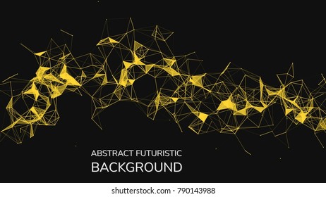Abstract futuristic background with dots and lines. Vector illustration. Scientific and technological concept, molecular particles and atoms. Big data digital. Polygonal structure.
