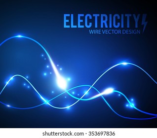 Abstract Futuristic Background. Electric Wire Design. Light Wave Effect. Vector illustration