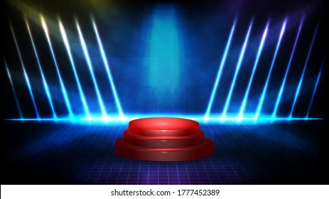 Abstract Futuristic Background Of Empty Stage Podium And Lighting Spotlgiht Stage Background