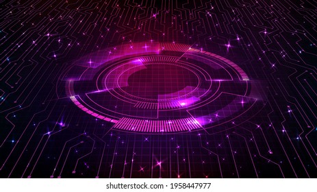 abstract futuristic background of empty stage with glowing circuit line board connection