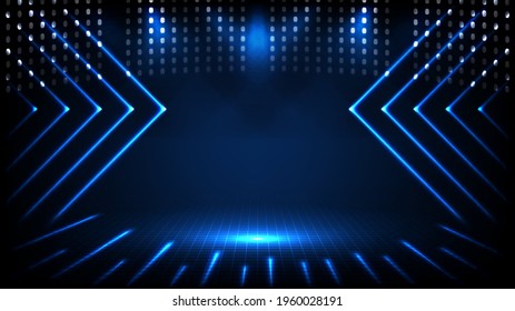 abstract futuristic background of empty stage arena stadium spotlgiht stage background