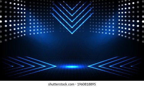 abstract futuristic background of empty stage arena stadium spotlgiht stage background