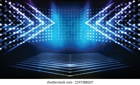 abstract futuristic background of empty stage arena stadium spotlgiht stage background