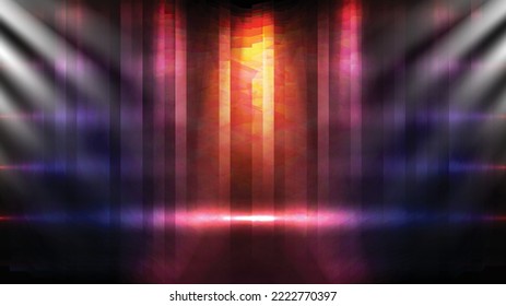abstract futuristic background of empty stage arena stadium spotlgiht stage background