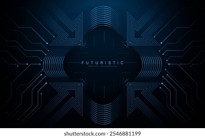 Fundo futurista abstrato com circuitos digitais azuis e padrões geométricos, perfeito para temas de tecnologia e inovação