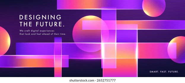 Abstractas fondo futurista con brillantes Formas geométricas en vibrantes colores degradados. Ideal para tecnología digital, innovación y conceptos de diseño de interfaz de usuario modernos.