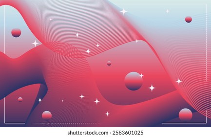 Abstract futuristic background of flowing element trend design. Christmas color palette. Futuristic design. Magazine, leaflet, billboard, sale, banner, flyer, background. Eps 10