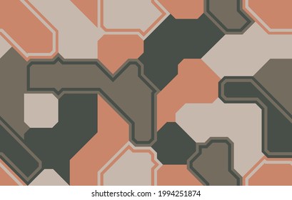 Abstract futuristic background. Geometric hi-tech pattern. Technology backdrop. Brown shades colors. Vector seamless texture