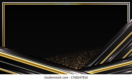 abstract futuristic background of Geometric shape glowing gold and black motion line