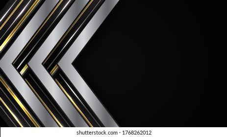 abstract futuristic background of Geometric shape glowing gold and silver metal motion line