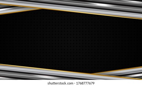 abstract futuristic background of Geometric shape glowing gold and silver metal motion line