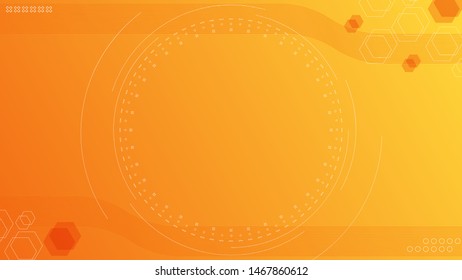 Abstract futuristic background with geometric shapes. Cyber computer circuit board illustration. Orange and yellow