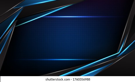 abstract futuristic background of glowing blue and black motion line interface frame technology sci fi concept