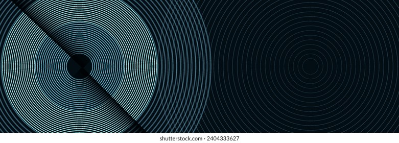 Abstract futuristic background. Glowing blue circle lines. Rotating circular line design element. Modern shiny blue geometric pattern. Technology concept. Vector