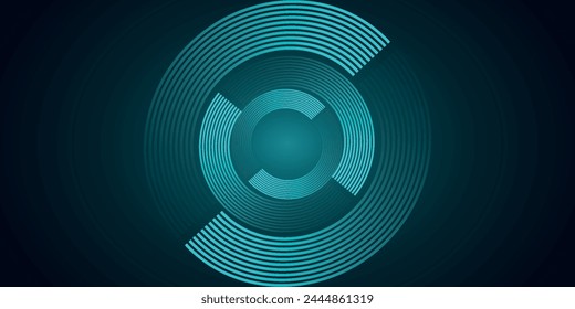Abstract futuristic background. Glowing blue circle lines. Rotating circular line design element. vector