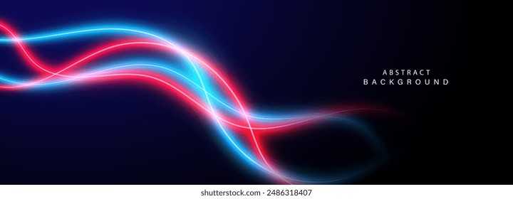 Abstract futuristic background with glowing curve lines. Vector illustration.