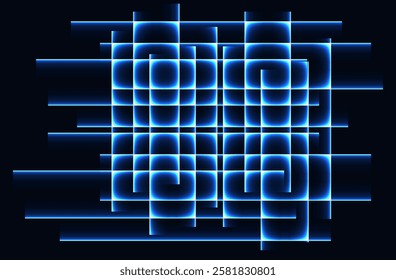 Abstract futuristic background with glowing light effect. Vector illustration. blue, red and pink light lines with speed motion blur effect on dark blue background. Vector illustration