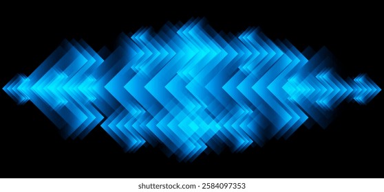 Abstract futuristic background with glowing light effect. Vector illustration. Abstract blue Neon Arrow Background. 