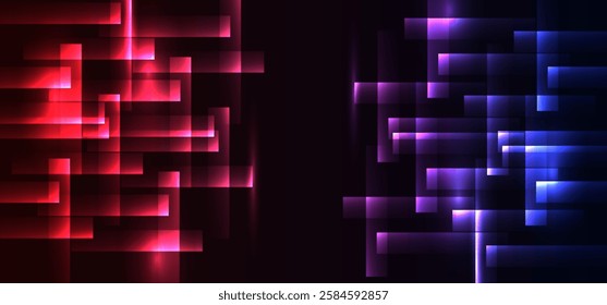 Abstract futuristic background with glowing light effect. Vector illustration. Abstract blue Neon Arrow Background.	Neon speed light background.