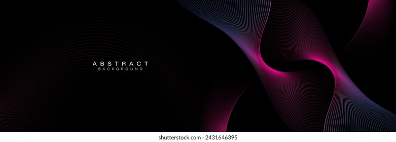 Abstract futuristic background with glowing neon blue and pink liquid shape. Shiny moving lines. Dynamic wavy lines. Luxury gradient pattern. Modern design. Vector illustration
