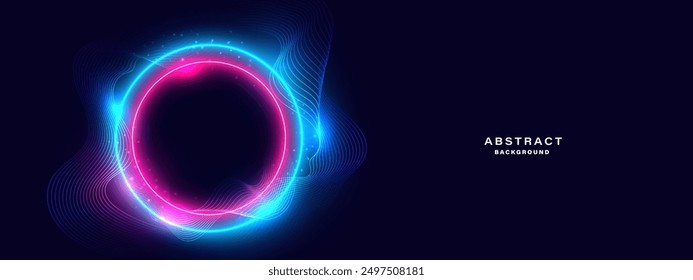 Fondo futurista Abstractas con efecto de luz de neón brillante. Ilustración vectorial.