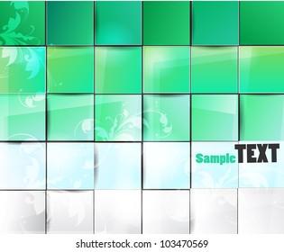 Abstract futuristic background  of green cubes