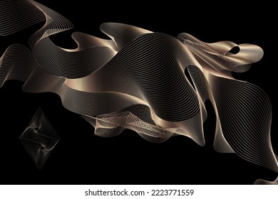 Abstract futuristic background - hair lines, waves, overflow in free movement. Vector illustration